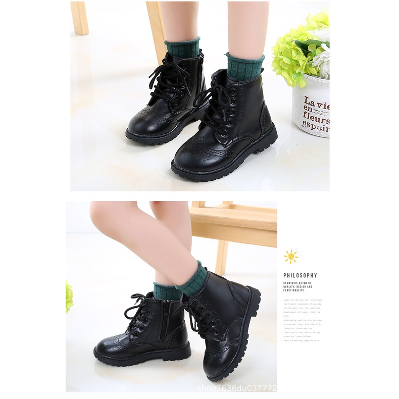 Giày Bốt Lót Bông Màu Trơn Thời Trang Cho Bé 21-37