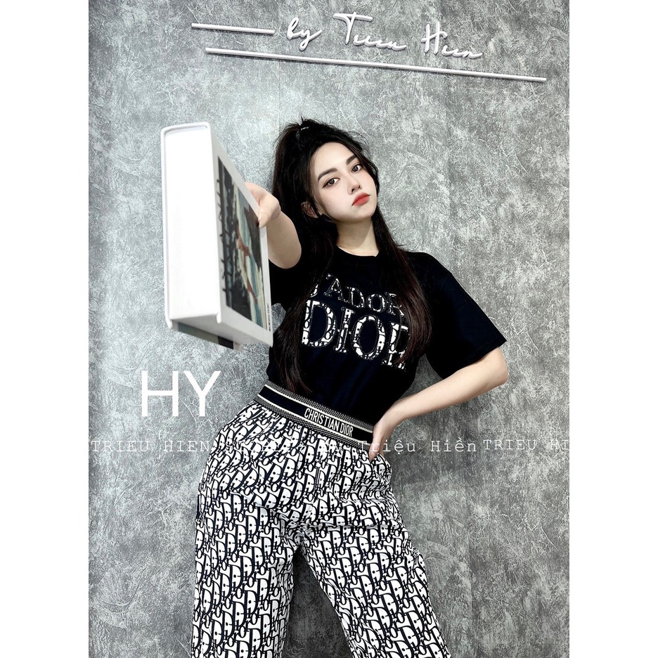 [9.9 Sales Freeship] Set bộ thể thao nữ, set áo thun from rộng in chữ quần dài ống túm in họa tiết đi chơi cá  tính