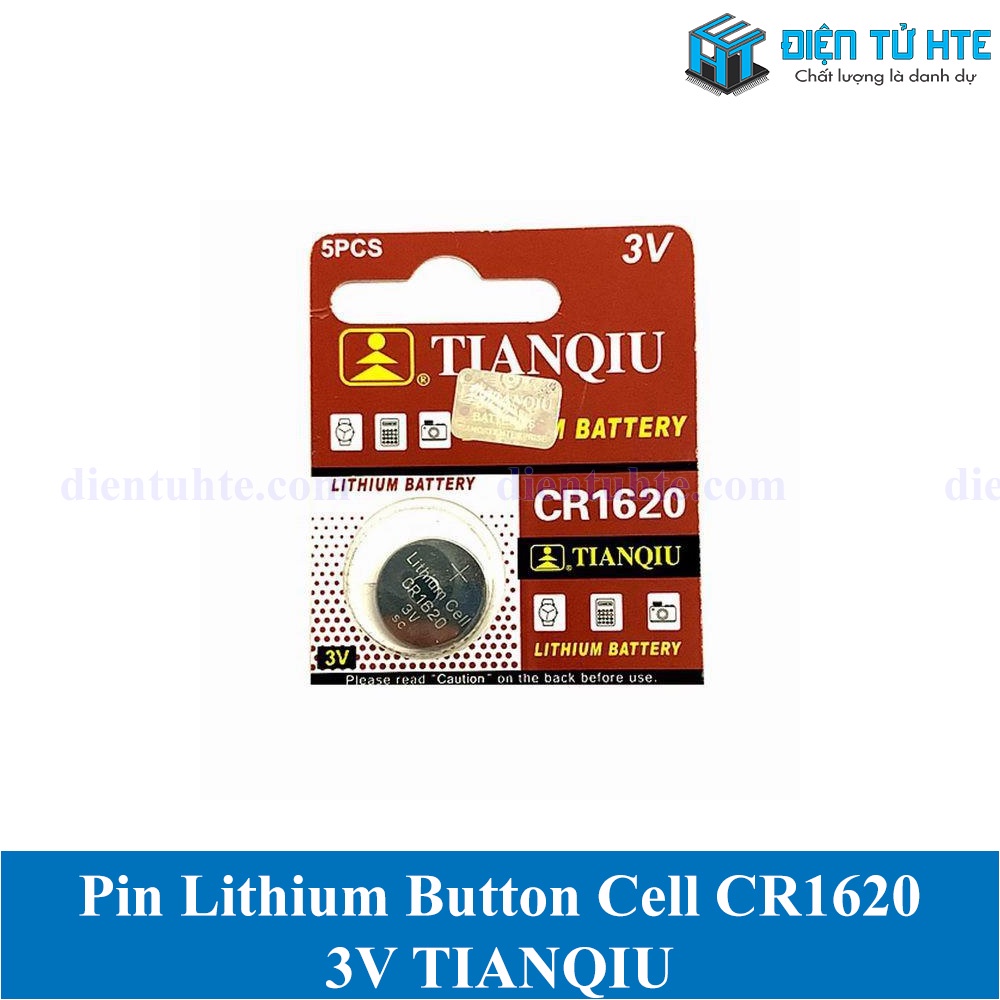 Pin Lithium Cell TIANQIU CR1620 1620 3V dùng cho Điều khiển từ xa, Máy tính bỏ túi (Trong vỉ)