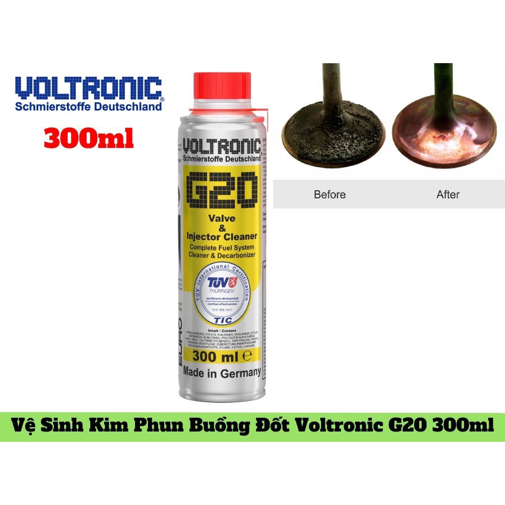 Phụ gia pha xắng, làm sạch động cơ xăng Voltronic G20 Valve and Injector Cleaner 300ml