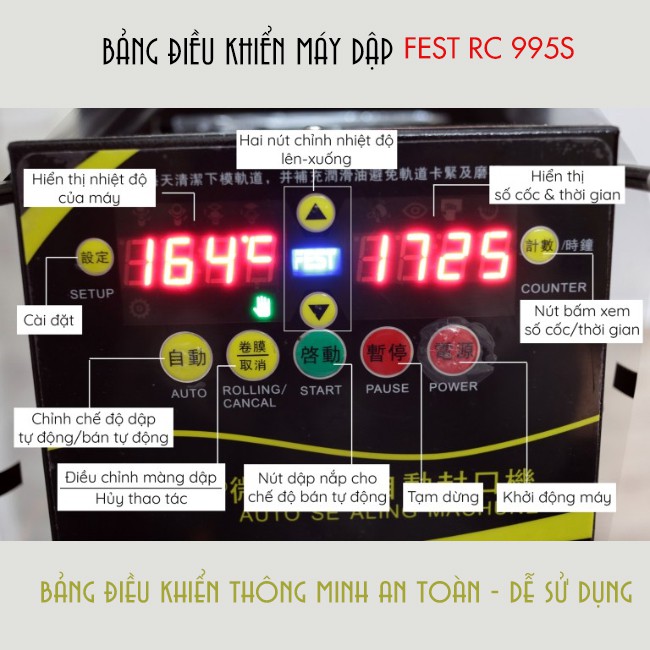 Máy Dập Nắp Cốc Tự Động FEST RC995S - Máy móc pha chế TV