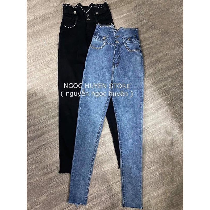 Quần jeans gân cạp cao hàng đẹp (video+ảnh thật) loại tốt freeship