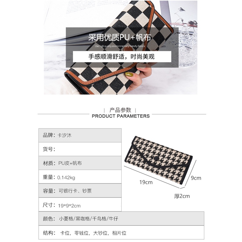 Ví Nữ Dáng Dài Vải Canvas Thiết Kế Nhiều Ngăn Tiện Dụng Phong Cách Retro