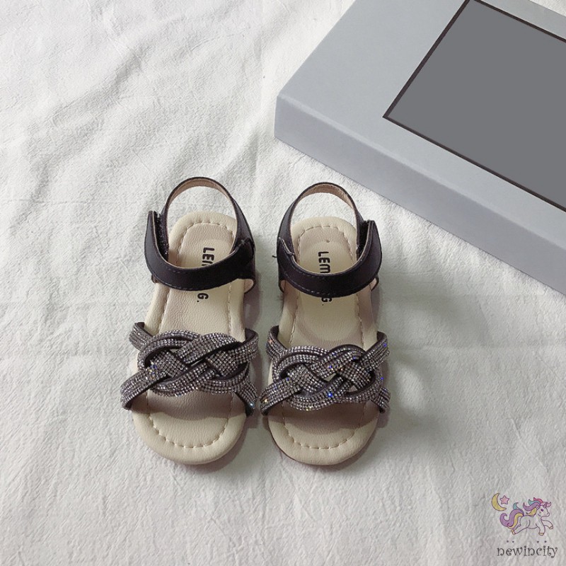 Giày sandal đế mềm đính đá phong cách Hàn Quốc xinh xắn thời trang cho bé gái