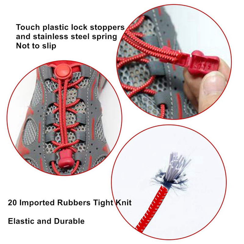 Elastic No-Tie Locking Shoelaces /Running Athletic Sneaks Shoe Laces /  Adjustable Tieless Rubber Shoelaces