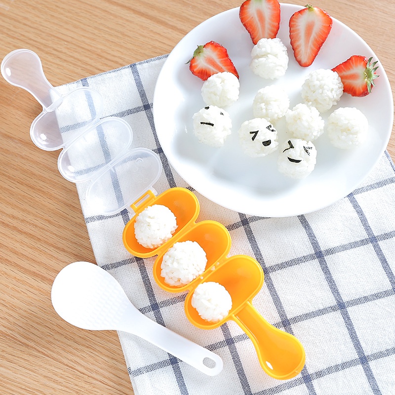 Khuôn làm cơm cuộn 3 ngăn bằng nhựa chống dính cho nhà bếp DIY
