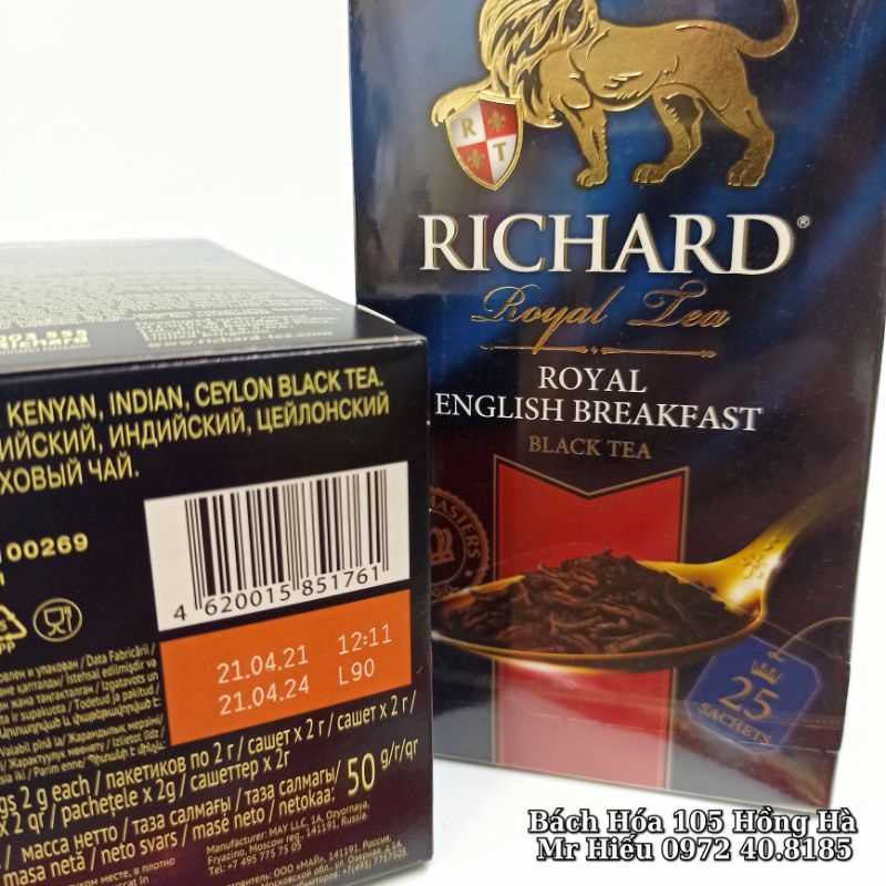 [T3/2023] Trà Richard Royal Tea hộp giấy 25 gói