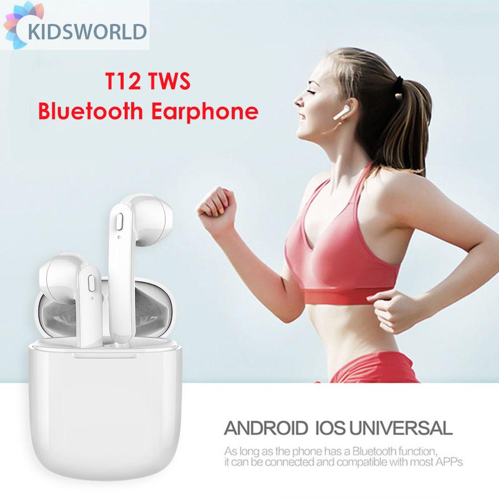 Tai Nghe Bluetooth T12 Tws Không Dây Chất Lượng Cao Kèm Phụ Kiện