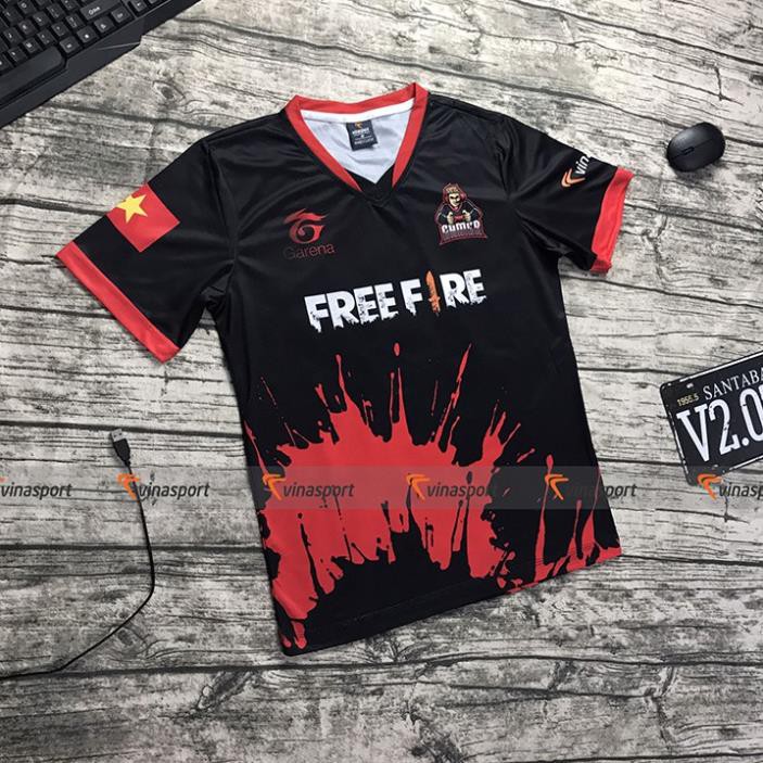 DEAL HOT- Áo thun game thủ thi đấu Free fire Esports nam ngắn tay Gamer