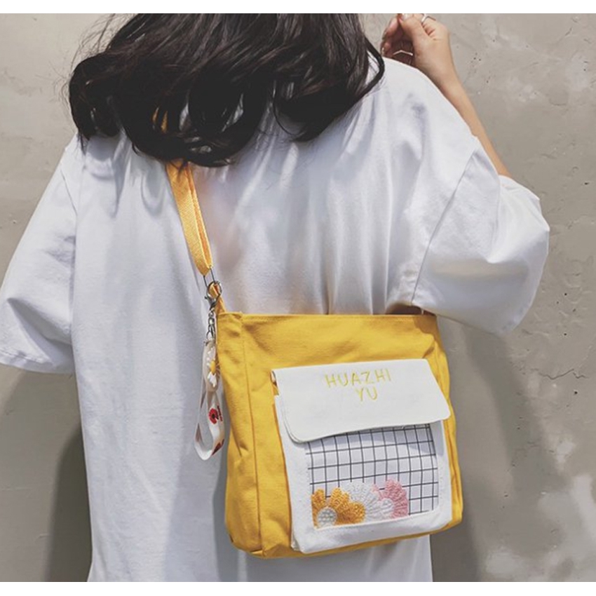 Túi vải đeo chéo nữ HVAZHI móc hoa cúc trong suốt BH 462 | BigBuy360 - bigbuy360.vn