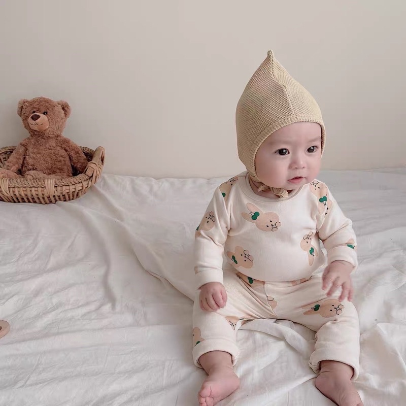 Bộ thun cotton dày dặn mặc thu đông cho bé hàng qccc