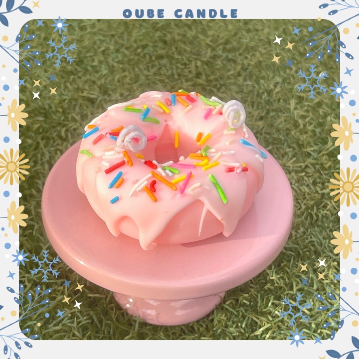 Nến Thơm Cao Cấp Tinh Dầu Thư Giãn Hình Bánh Donut - Nến Thơm Trang Trí Phòng Làm Quà Tặng 120g | Oube Candle NT28