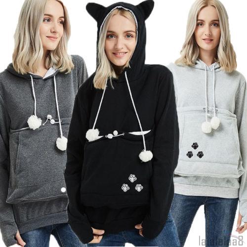 Áo Hoodie Tay Dài Mũ Tai Mèo Thời Trang Cho Nữ