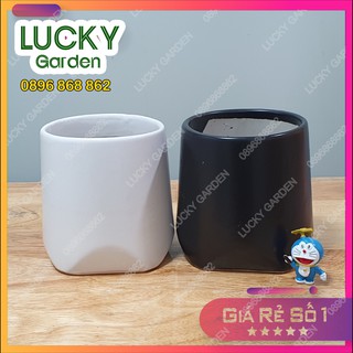 Chậu vát chân bát tràng trồng cây cảnh mini để bàn - chậu men sứ