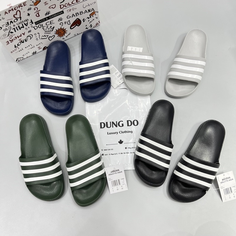 Dép lê Adidas 3 sọc truyền thống đúc nguyên khối - Dép lê nam 3 sọc đúc