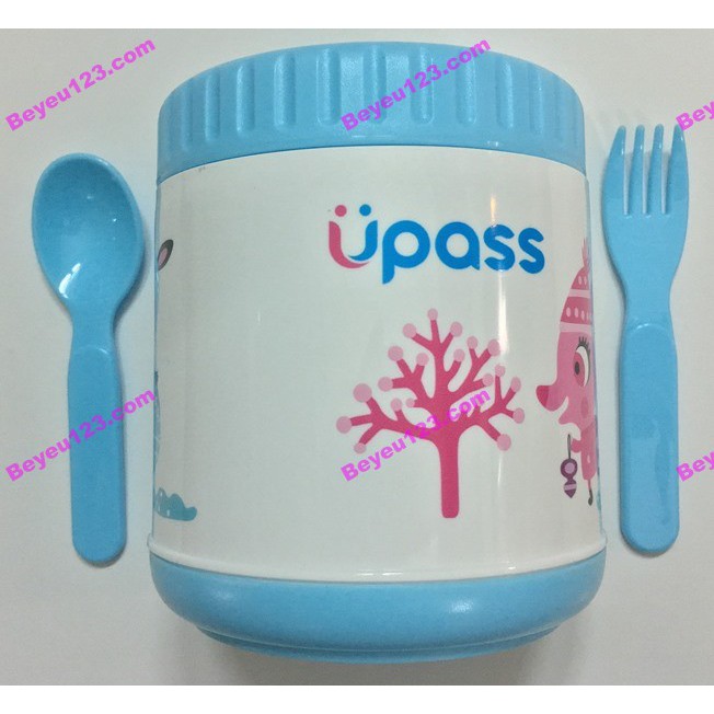 (Mẫu mới) Hộp Giữ Ấm Thức Ăn 400ml Kèm Thìa và Nĩa Upass UP9652Y (Made in Taiwan)