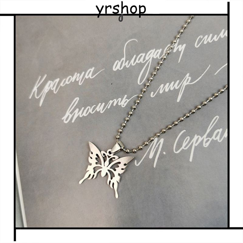 Dây Chuyền Phối Mặt Hình Bướm Bằng Thép Titan Thời Trang