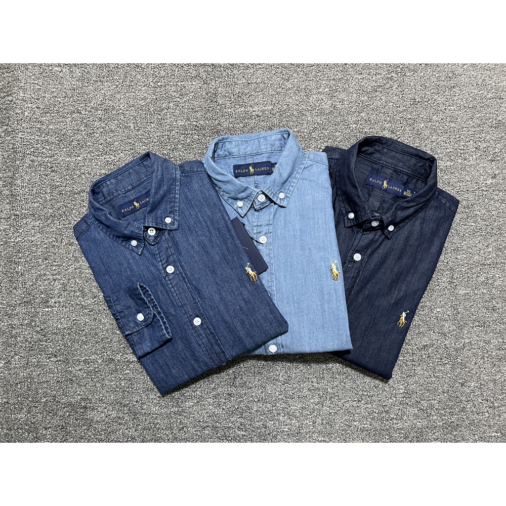 Áo Sơ Mi Denim Dài Tay Màu Trơn Phong Cách Công Sở Thời Trang Cho Nam