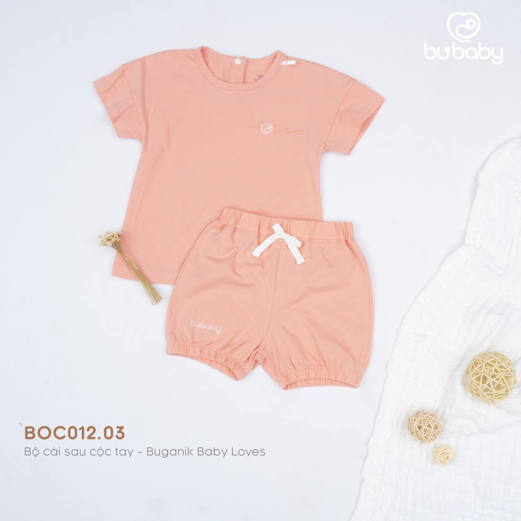 [New Items] Bộ cộc tay cài sau Buganik Baby Loves bé gái BOC012.03 Bu