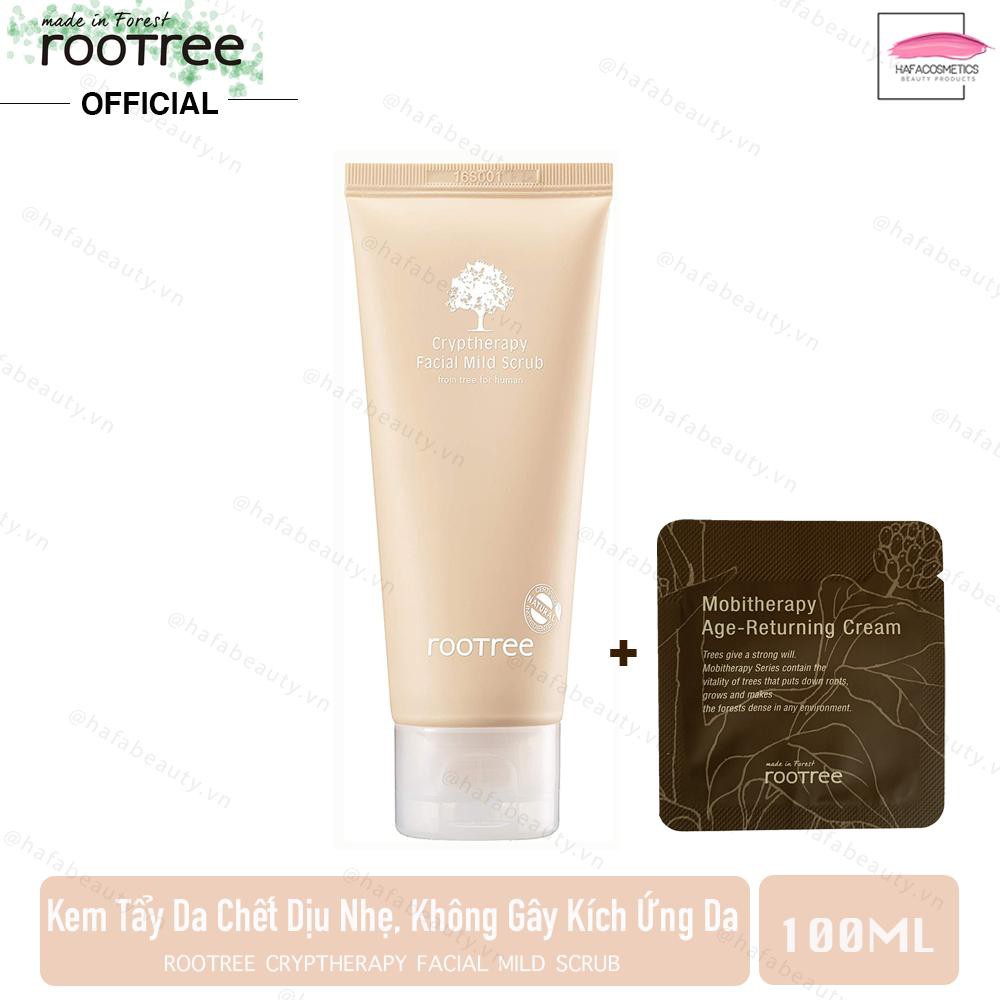 Kem Tẩy tế bào chết dạng kỳ Rootree Crytherapy Facial Mild Scrub 100ml+Tặng 1 [Sample 1g] Kem Dưỡng Ẩm Rootree