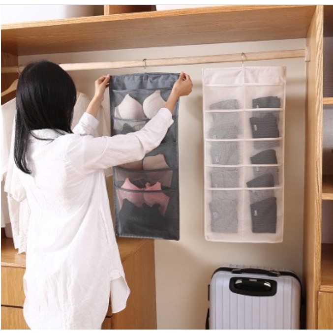 Túi treo đồ lót, vớ 2 mặt 30 ngăn - giao màu ngẫu nhiên