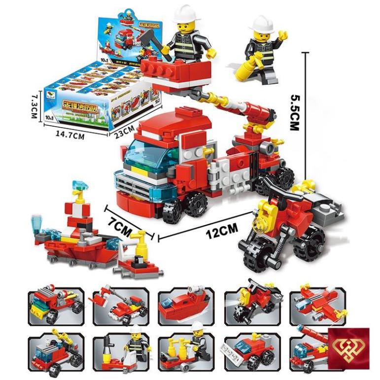 Đồ chơi Lego lắp ráp hình xe đua ô tô người máy xe tăng máy bay 10 in 1 bộ 2