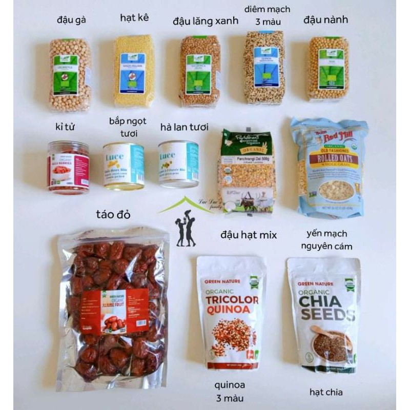 9 loại đậu hạt hữu cơ cho bé ăn dặm, nhập khẩu gói 100gr