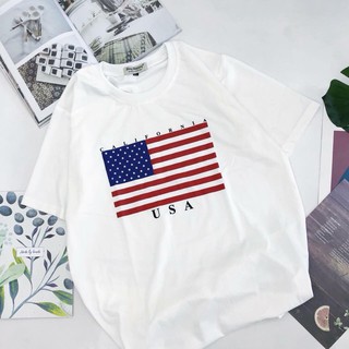 Áo thun freesize unisex cờ mỹ_tay ngắn
