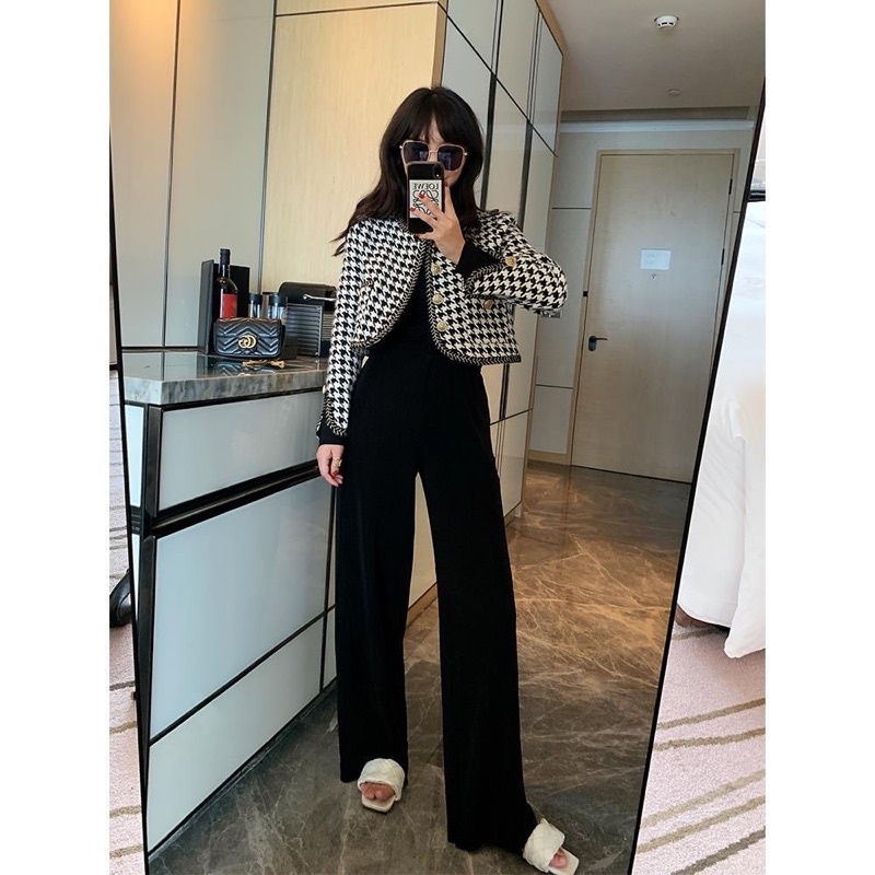 Áo dạ tweed tay xẻ