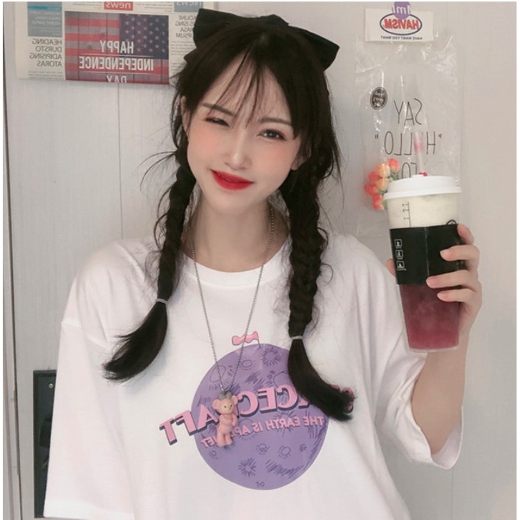 Áo thun unisex tay lỡ form rộng 2021, Áo phông nữ đẹp màu trắng, đen chất cotton xịn thời trang Quảng Châu Order | BigBuy360 - bigbuy360.vn