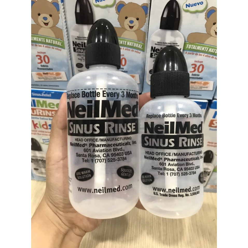 BÌNH RỬA MŨI TRẺ EM NEILMED SINUS RINSE CHÍNH HÃNG MỸ 120ML và gói muối vàng