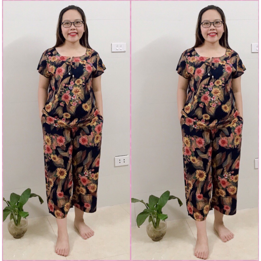 Bộ Lanh Nhung 3D Trung Niên- Bộ Lanh  Cho Mẹ Cho Bà