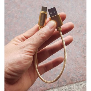Cáp sạc pin dự phòng dài 20cm dây dù iPhone, Micro Usb, Type C