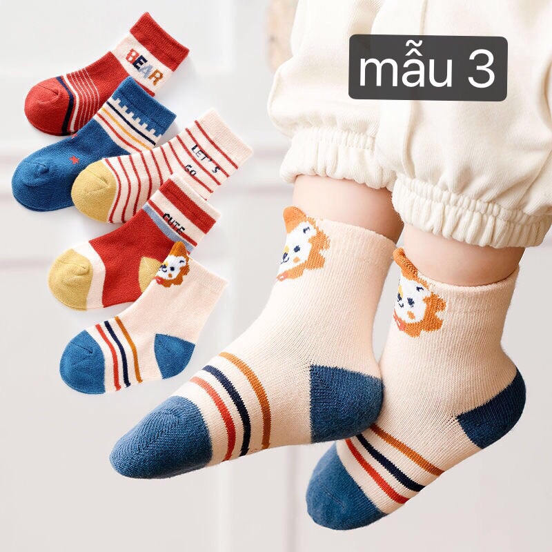 Sét 5 đôi tất cotton không xù cho bé trai , bé gái từ 1-10 tuổi