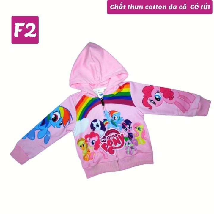 Áo khoác bé gái Pony cầu vồng từ 11-43kg - Thun cotton da cá in 3D cực chất - Tomchuakids