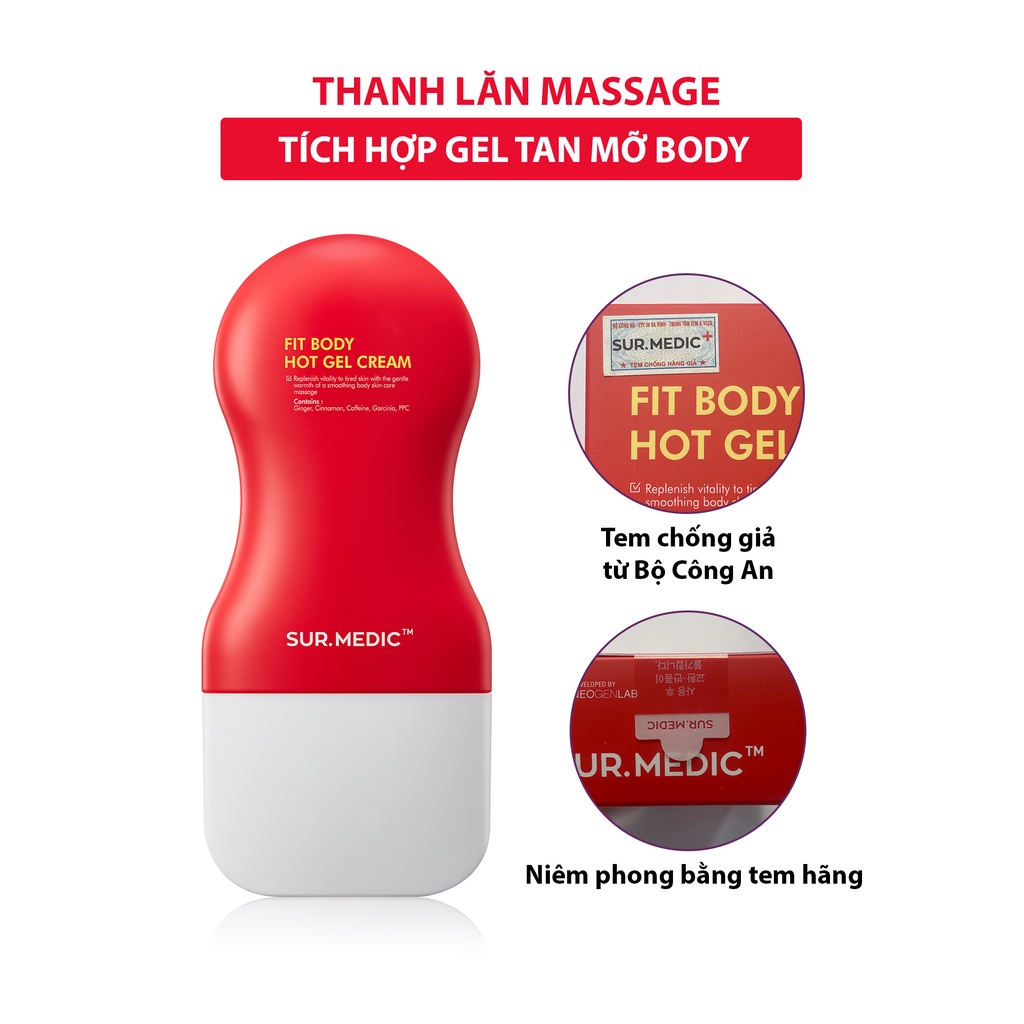 Thanh Lăn Massage Tan Mỡ SURMEDIC Săn Cơ Định Hình Body SUR.MEDIC+ Fit Body Hot Gel Cream 100ml [NHẬP KHẨU CHÍNH HÃNG]