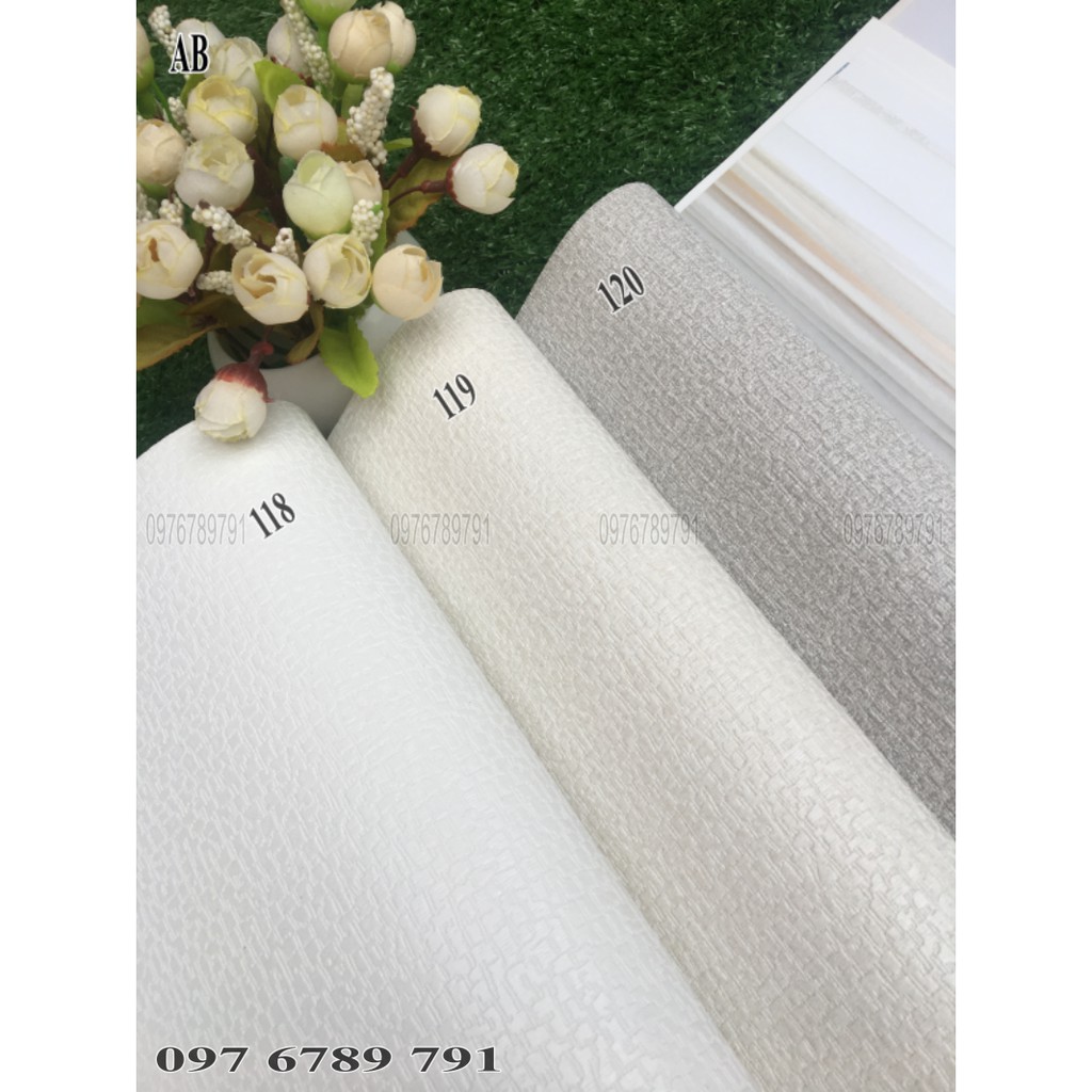 Giấy Dán Tường Hàn Quốc Trơn Cao Cấp AB Cho Phòng Ngủ Phòng Khách Khổ 1.06m Màu Trắng, Vàng Kem, Xám