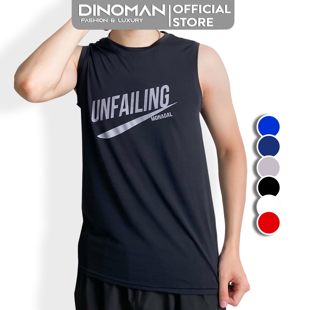 Áo ba lỗ nam Unfailing DINOMAN Áo tanktop sát nách nam RUNNING Vải Thun Co Giãn 4 Chiều