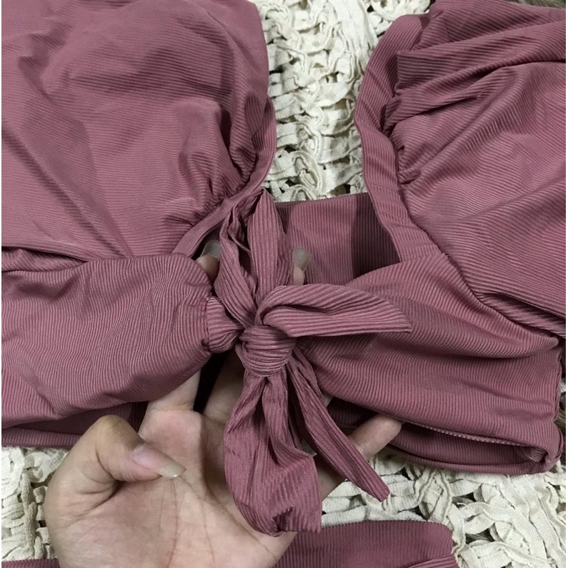 {Kèm ảnh thật} Bikini 2 mảnh hồng đỗ tôn da