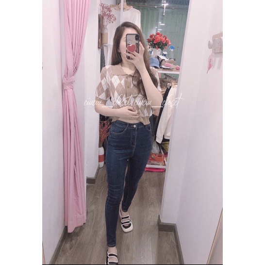 Quần Jean Skinny Nữ Trơn Lưng Cao Xanh Đậm Chất Jean Đẹp ( Sẵn)