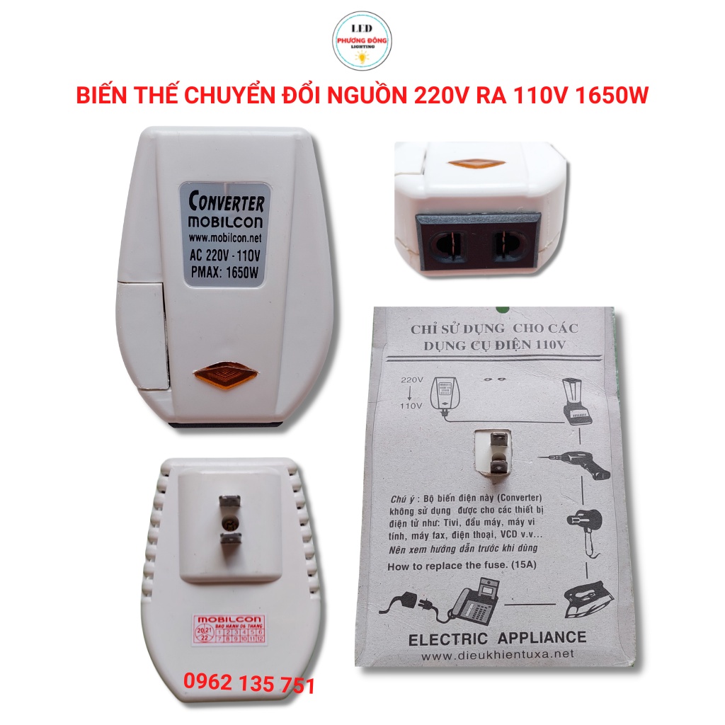 BIẾN THẾ CHUYỂN ĐỔI NGUỒN 220V RA 110V 1650W