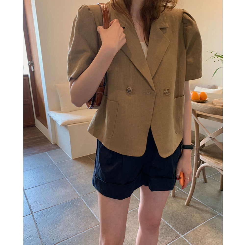 Áo Khoác Vest Tay Ngắn Chất Liệu Cotton Lanh 49384 Thời Trang Cho Nữ | BigBuy360 - bigbuy360.vn