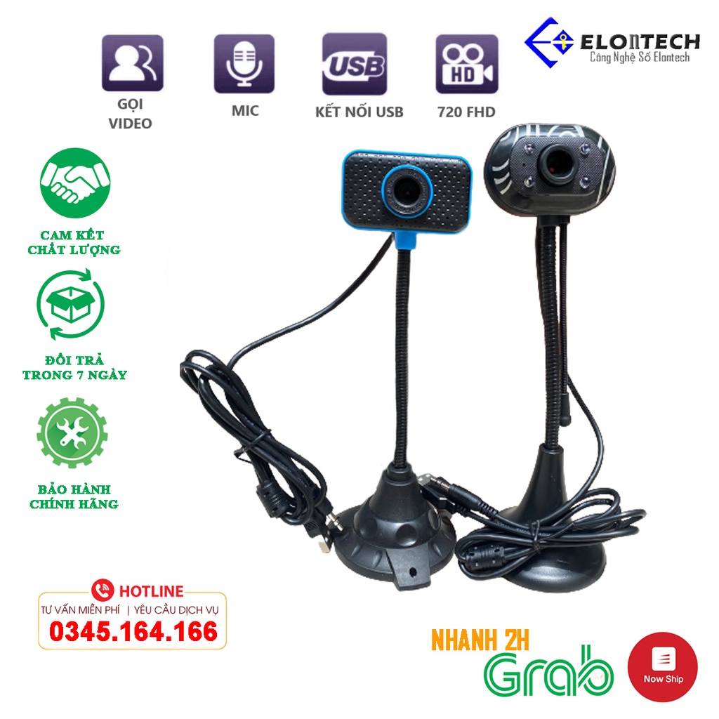 Webcam Chân Cao có mic dùng cho máy tính có tích hợp mic và đèn Led trợ sáng |Webcam máy tính để bàn| Bảo hành 3 tháng
