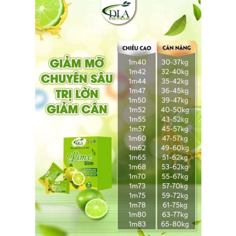 Kẹo dẻo giảm cân chanh dây Lime Slim, giảm mỡ đẹp da an toàn, 1 hộp 7 viên: