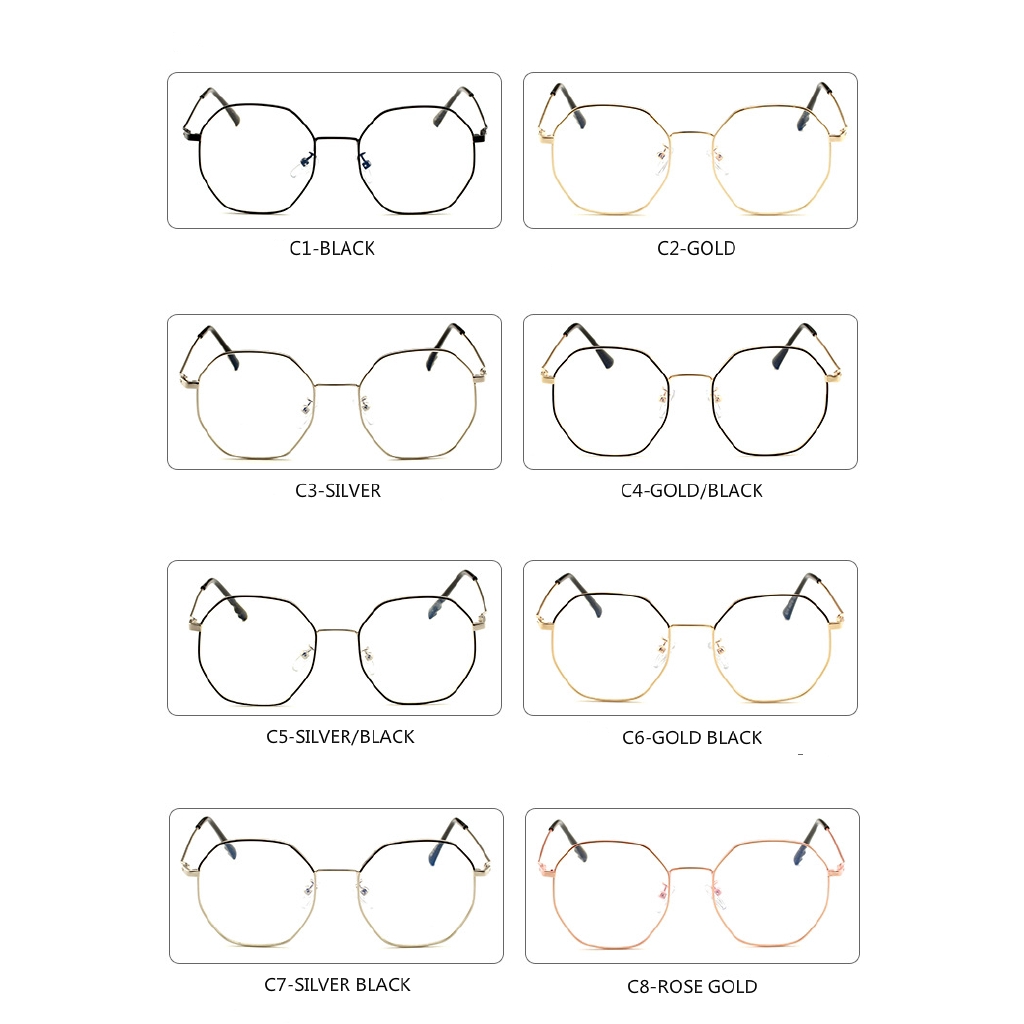 Kính cận gọng đa giác dáng tròn mới bằng kim loại đơn giản | BigBuy360 - bigbuy360.vn
