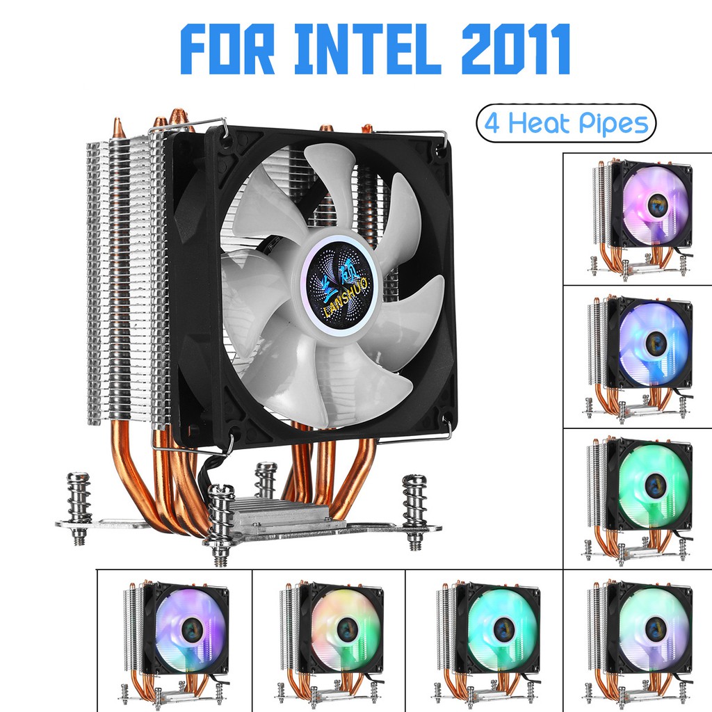 Quạt Tản Nhiệt Làm Mát cpu 2200rpm 4 Bằng Đồng 90mm Với rgb Cho intel lga 2011