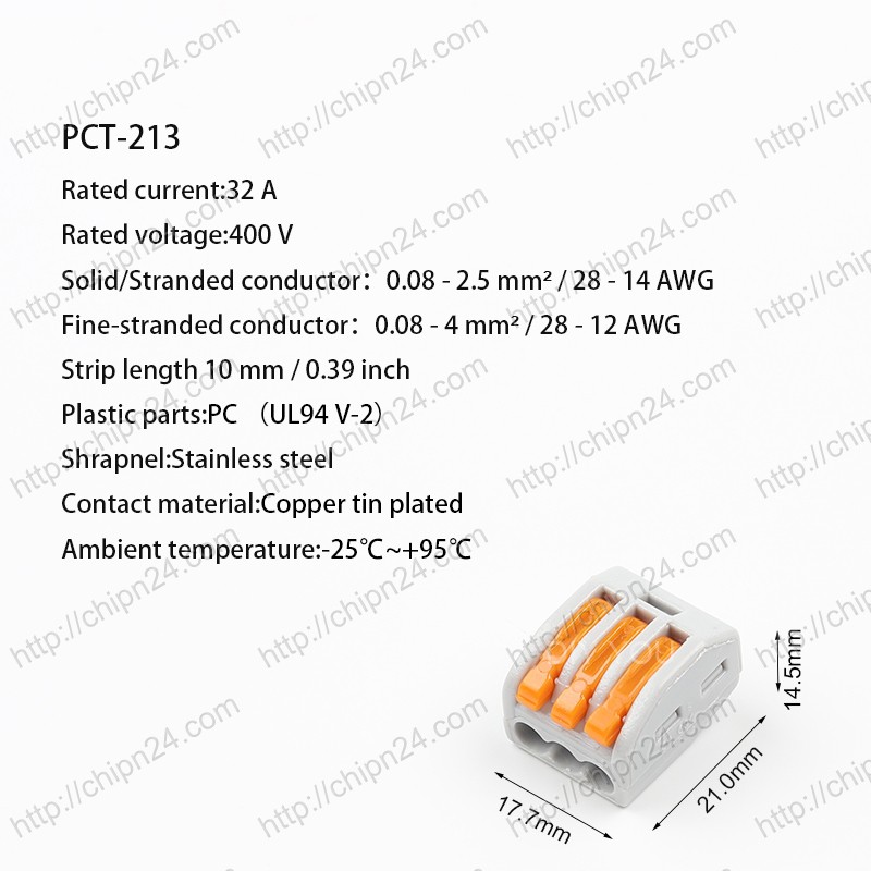 [2 CÁI] Nối dây điện PCT-213 (Khớp nối dây 3 khe thông nhau)