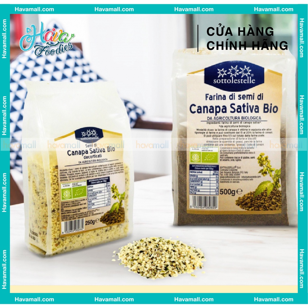 Hạt Gai Dầu Tách Vỏ Hữu Cơ Sottolestelle Gói 250gr