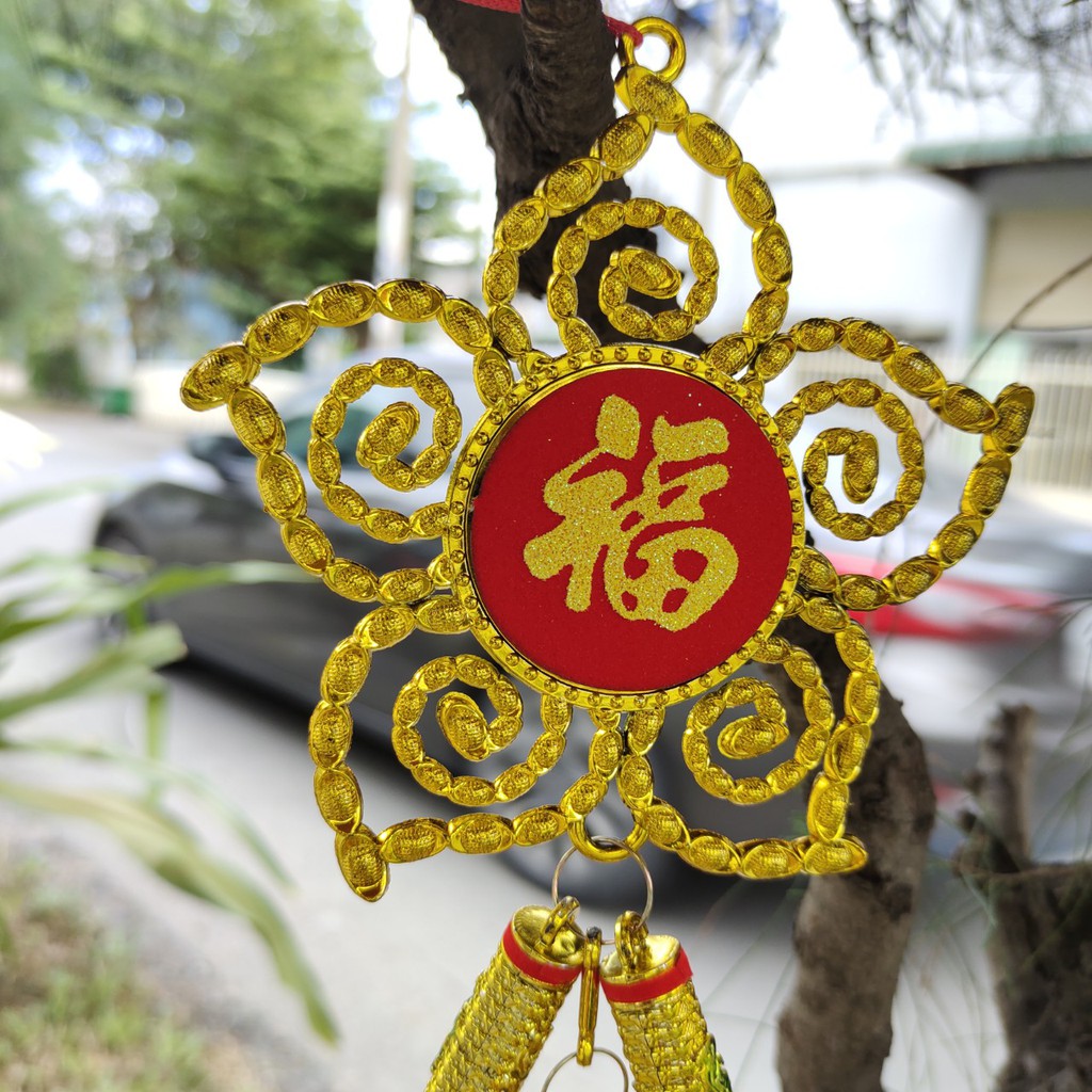 Dây treo trang trí tết bông hoa thỏi vàng A37