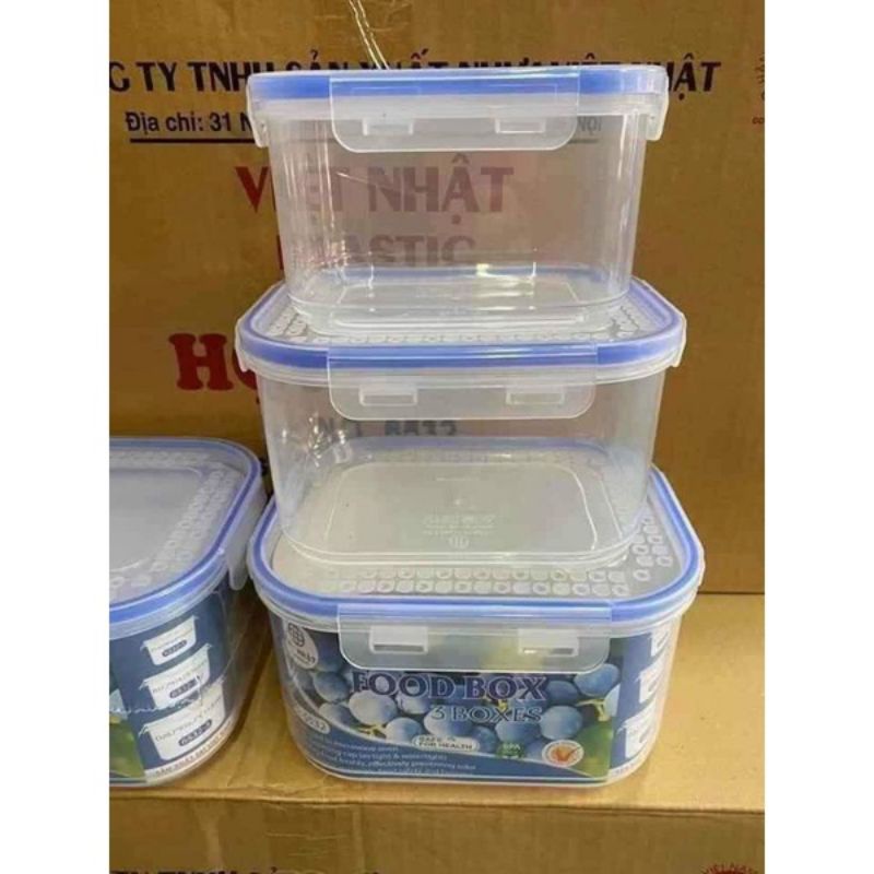HỘP NHỰA ĐỰNG THỰC PHẨM NẮP GÀI BỘ 3 CÁI